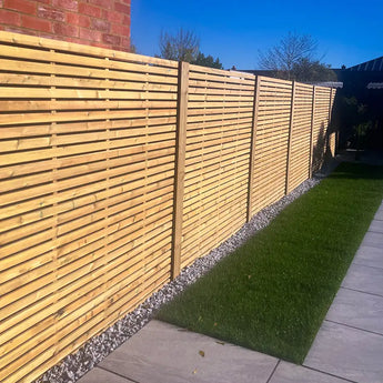 Contemporary wood garden slatted fencing 