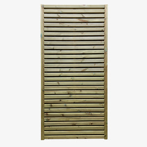 Double sided slatted timber garden gate front view