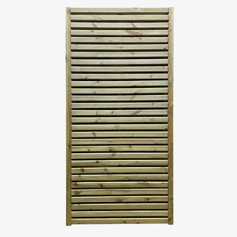 Double sided slatted timber garden gate front view