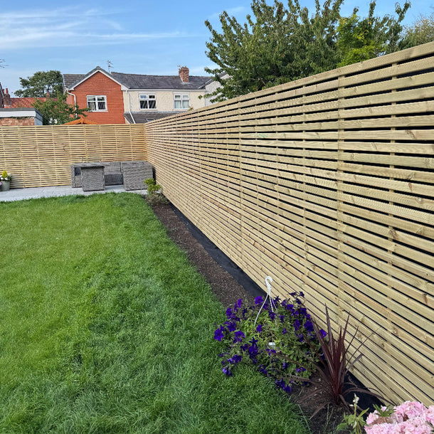 Slatted Premium Double Slatted Fence Panel: Modern Garden Fencing - 1.8m Wide