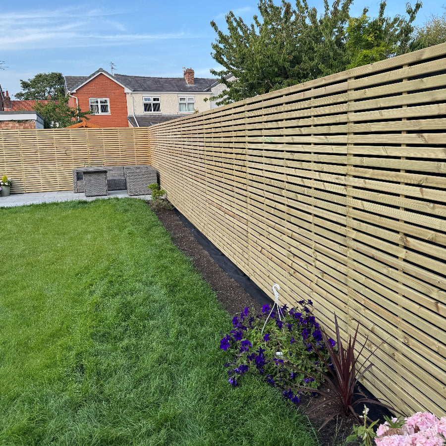 Double Fencing Premium Double Slatted Fence Panel: Modern Garden Fencing - 1.8m Wide