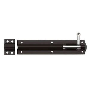Black metal door bar with bracket on a white background