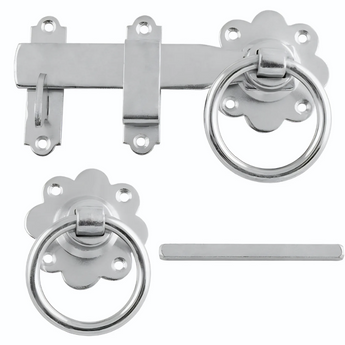 Set of silver door handles and latches on a white background