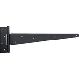 Black metal tee hinge on a white background