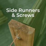 Side runners and  screws for slatted fencing and concrete posts